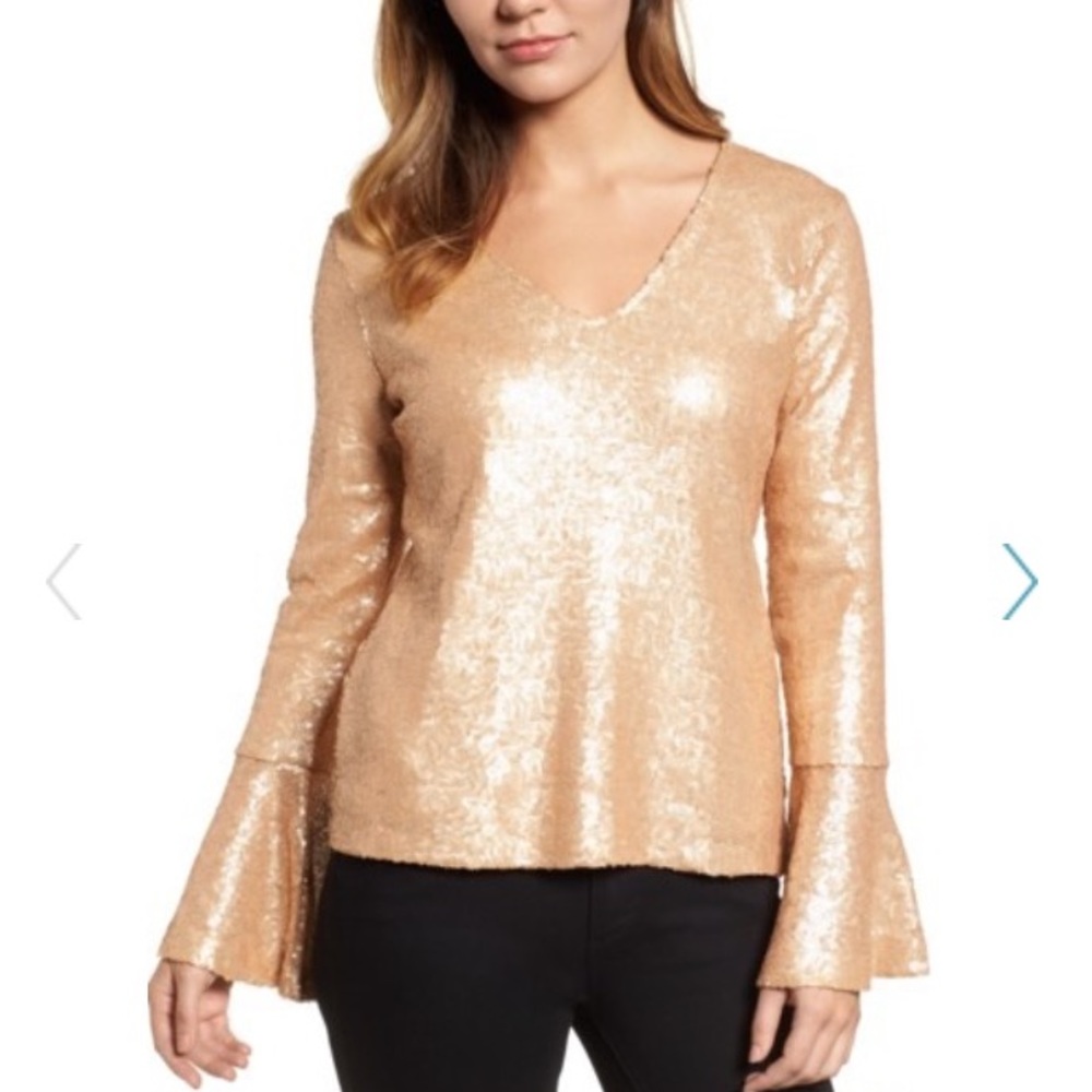 2 for $25 Halogen sequin Rose Gold  top